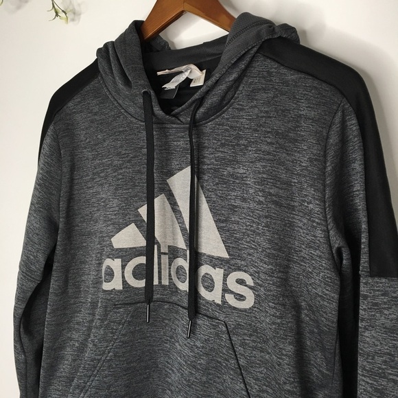 Adidas Hooded Crop Sweatshirt Women’s Gray Sz M Large LOGO - Picture 2 of 10